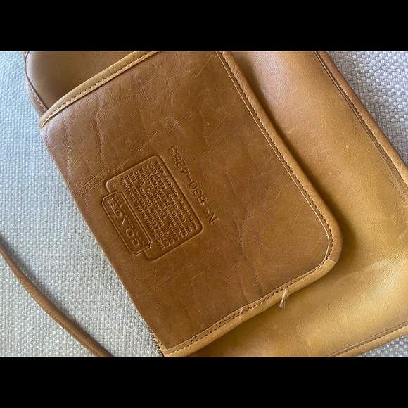 A coach 1970s purse with coach leatherware embossed. Light use. Camel colored. - Picture 3 of 9